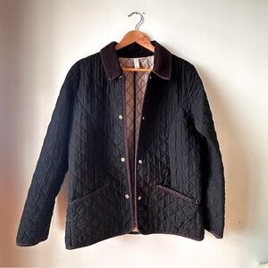 ✖️SOLD✖️Old Navy Black Quilted Chore Coat with Brown Corduroy Collar Women’s XL